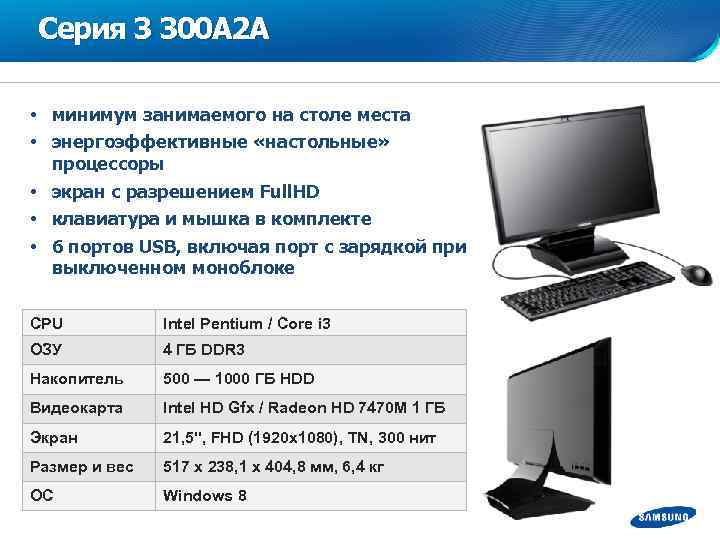 Серия 3 300 A 2 A • минимум занимаемого на столе места • энергоэффективные