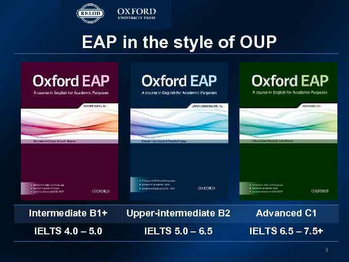 EAP in the style of OUP Intermediate B 1+ Upper-intermediate B 2 Advanced C