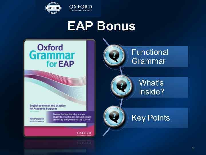 EAP Bonus Functional Grammar What’s inside? Key Points 4 