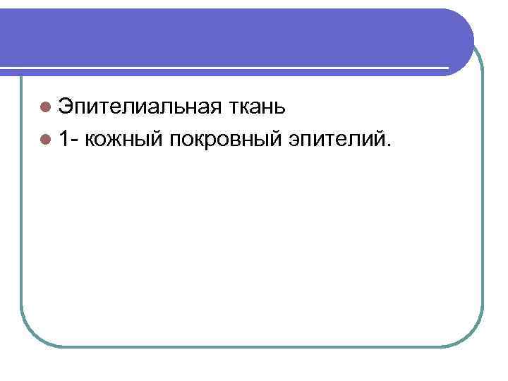l Эпителиальная ткань l 1 - кожный покровный эпителий. 