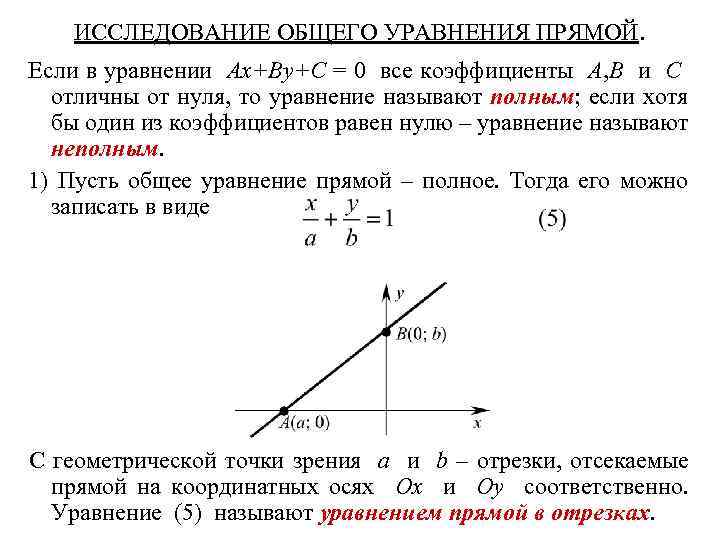 ИССЛЕДОВАНИЕ ОБЩЕГО УРАВНЕНИЯ ПРЯМОЙ. Если в уравнении Ax+By+C = 0 все коэффициенты A, B