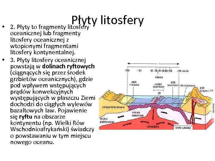  • Płyty litosfery 2. Płyty to fragmenty litosfery oceanicznej lub fragmenty litosfery oceanicznej