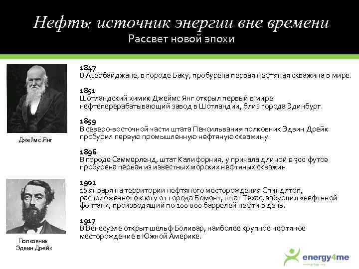 Нефть: источник энергии вне времени Рассвет новой эпохи 1847 В Азербайджане, в городе Баку,