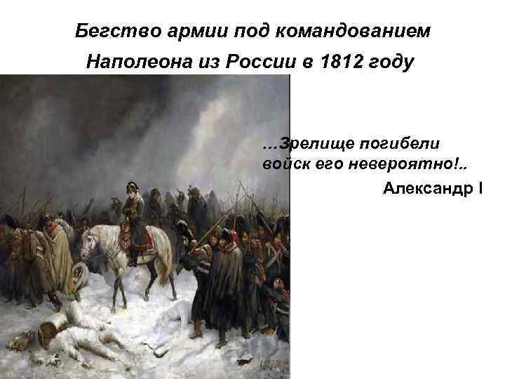 Бегство армии под командованием Наполеона из России в 1812 году …Зрелище погибели войск его