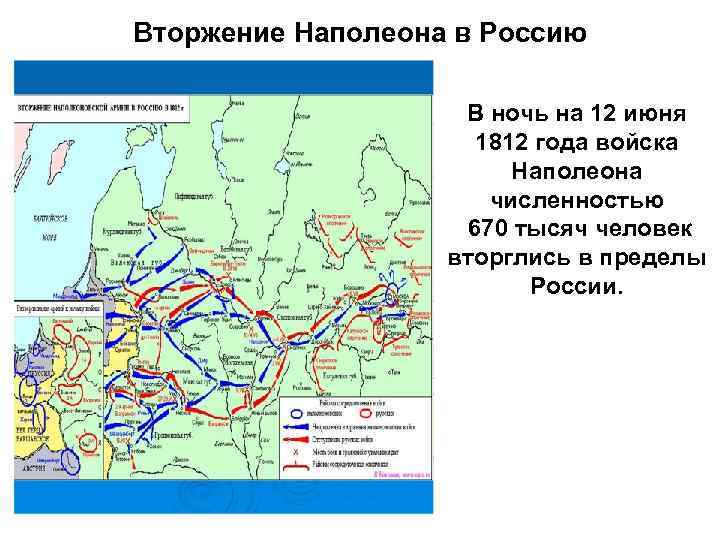 Вторжение Наполеона в Россию В ночь на 12 июня 1812 года войска Наполеона численностью