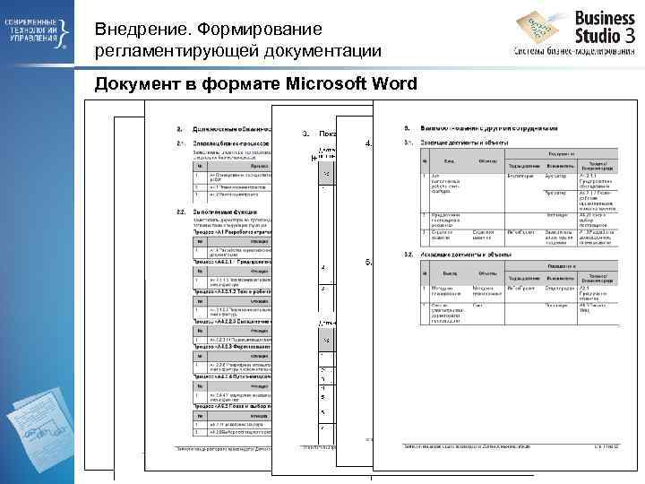 Внедрение. Формирование регламентирующей документации Документ в формате Microsoft Word 