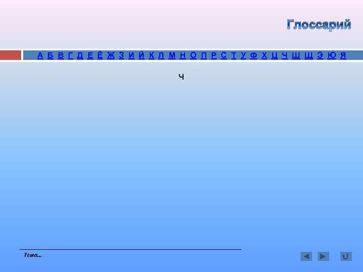 Глоссарий А Б В Г Д Е Ё Ж З И Й К Л