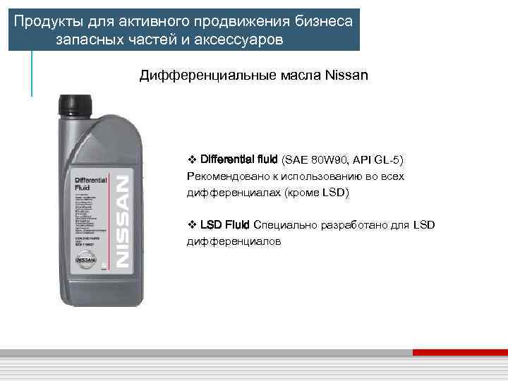 Продукты для активного продвижения бизнеса запасных частей и аксессуаров Дифференциальные масла Nissan v Differential