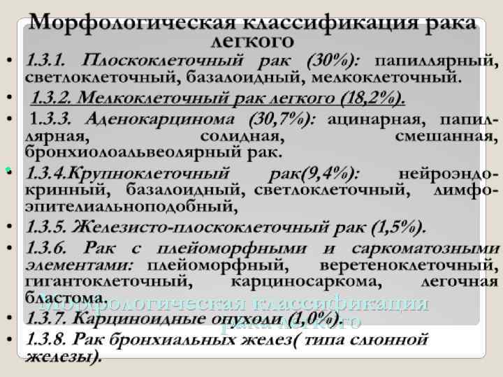  • Морфологическая классификация рака легкого 