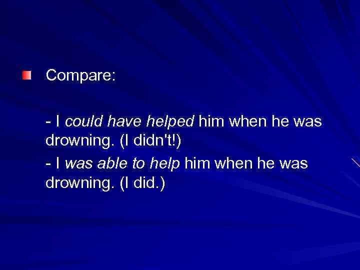 Compare: - I could have helped him when he was drowning. (I didn't!) -