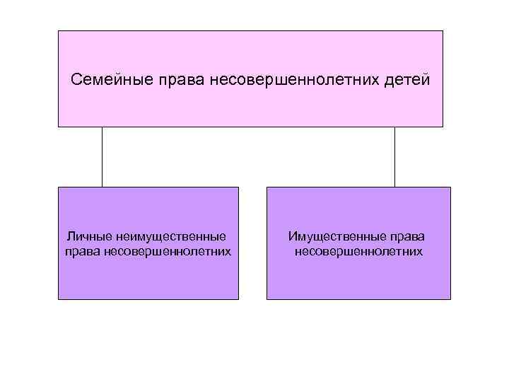 Семейные права несовершеннолетних детей Личные неимущественные права несовершеннолетних Имущественные права несовершеннолетних 