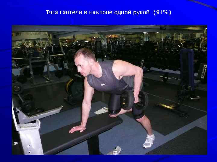 Тяга гантели в наклоне одной рукой (91%) 