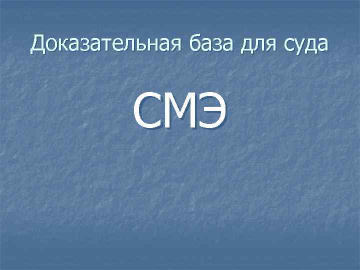 Доказательная база для суда СМЭ 