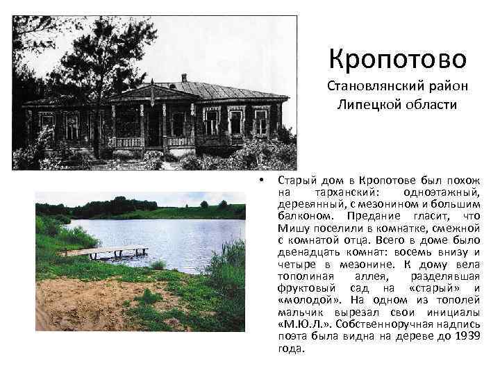 Кропотово Становлянский район Липецкой области • Старый дом в Кропотове был похож на тарханский: