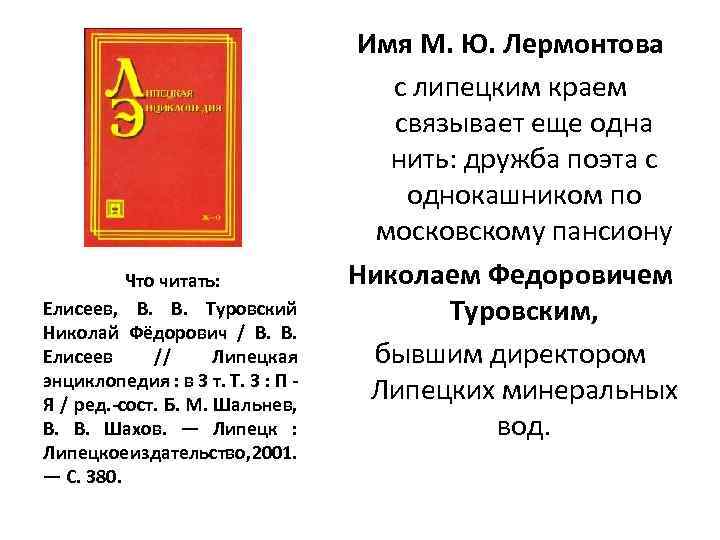 Что читать: Елисеев, В. В. Туровский Николай Фёдорович / В. В. Елисеев // Липецкая