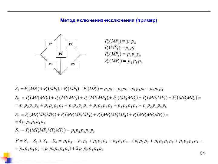 Метод включения-исключения (пример) 34 