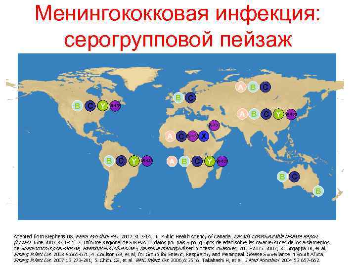 Менингококковая инфекция: серогрупповой пейзаж A B C Y B C W-135 A B C