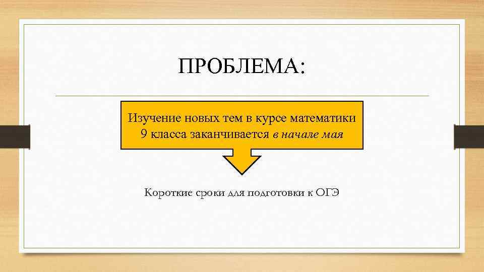 ПРОБЛЕМА: Изучение новых тем в курсе математики 9 класса заканчивается в начале мая Короткие