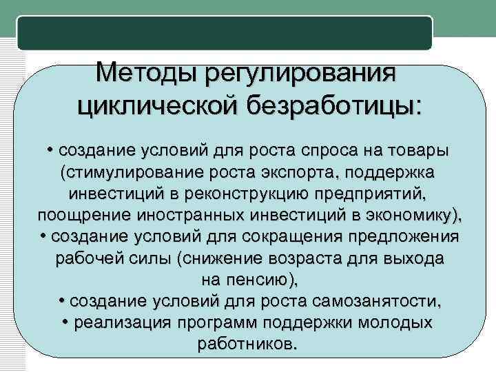 Рабочей силы циклическая безработица