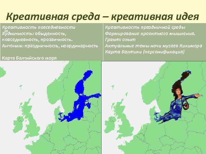 Креативная среда – креативная идея Креативность повседневности 10 Будничность: обыденность, повседневность, прозаичность. Антоним: праздничность,