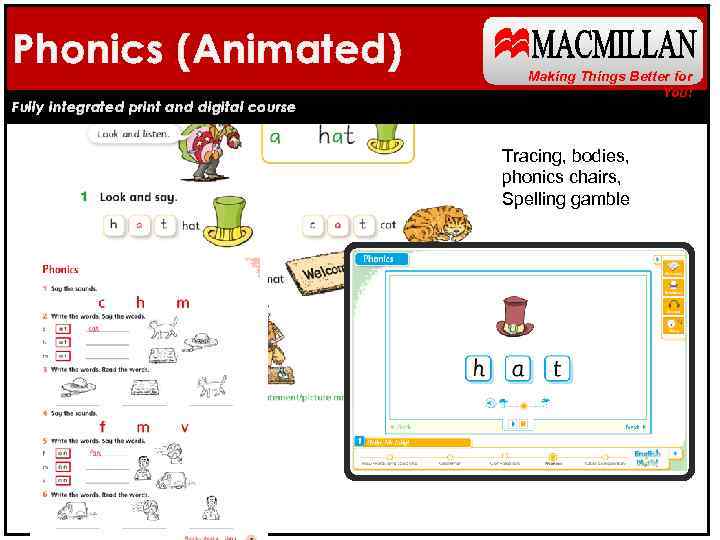 Phonics (Animated) Fully integrated print and digital course Making Things Better for You! Tracing,