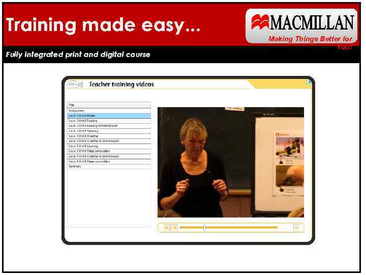 Training made easy. . . Fully integrated print and digital course Making Things Better