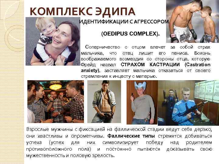 КОМПЛЕКС ЭДИПА ИДЕНТИФИКАЦИИ С АГРЕССОРОМ (OEDIPUS COMPLEX). Соперничество с отцом влечет за собой страх