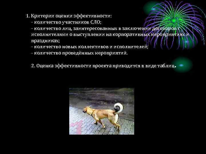 1. Критерии оценки эффективности: - количество участников СЛО; - количество лиц, заинтересованных в заключении