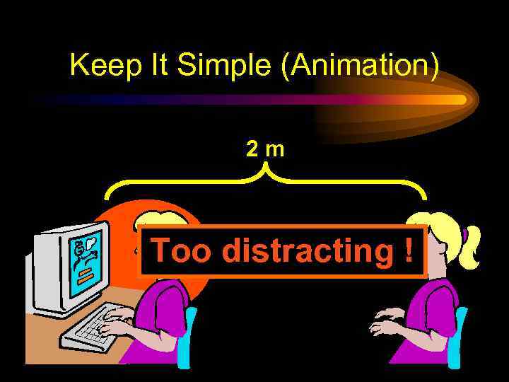 Keep It Simple (Animation) 2 m Too distracting ! 