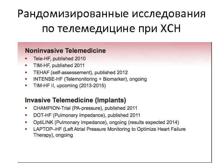 Рандомизированные исследования по телемедицине при ХСН 