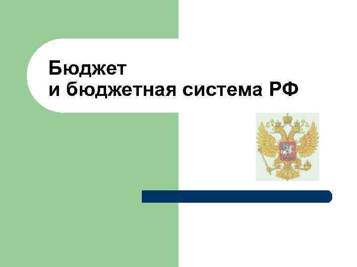 Бюджет и бюджетная система РФ 