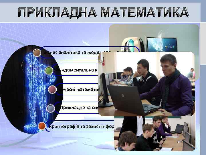 ПРИКЛАДНА МАТЕМАТИКА Бізнес аналітика та моделювання Фундаментальна комп’ютерна підготовка Сучасні математичні методи досліджень Прикладне