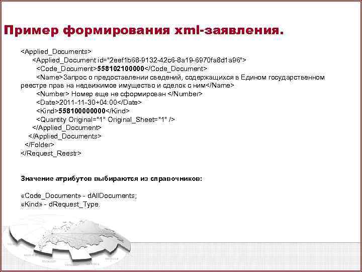 Пример формирования xml-заявления. <Applied_Documents> <Applied_Document id=