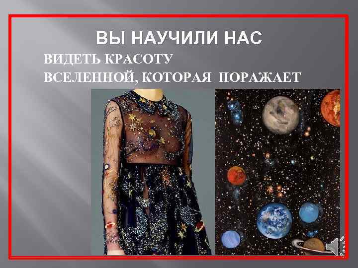 ВЫ НАУЧИЛИ НАС ВИДЕТЬ КРАСОТУ ВСЕЛЕННОЙ, КОТОРАЯ ПОРАЖАЕТ 