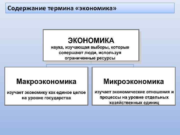 Содержание термина «экономика» 