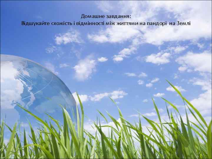 Домашне завдання: Відшукайте схожість і відмінності між життями на пандорі на Землі 