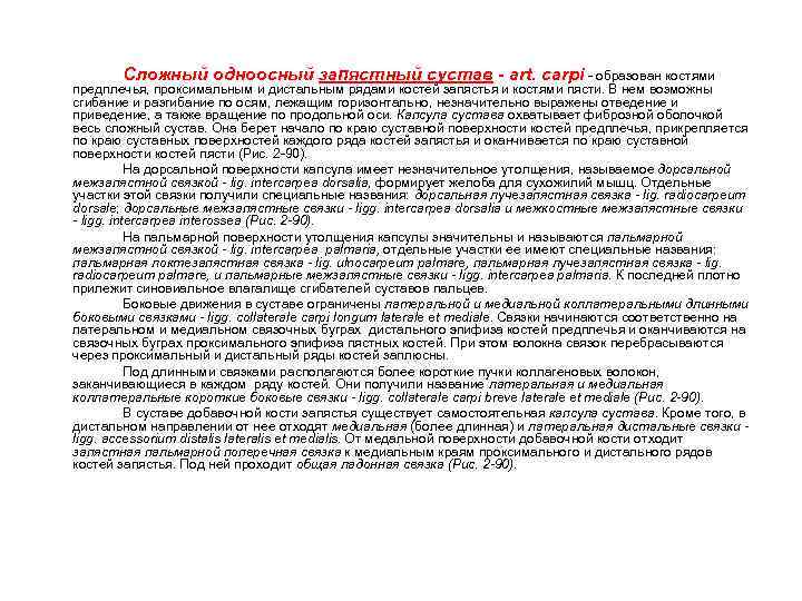 Сложный одноосный запястный сустав - art. carpi - образован костями предплечья, проксимальным и дистальным