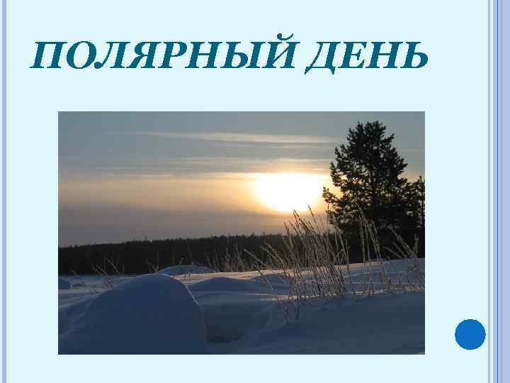 ПОЛЯРНЫЙ ДЕНЬ 