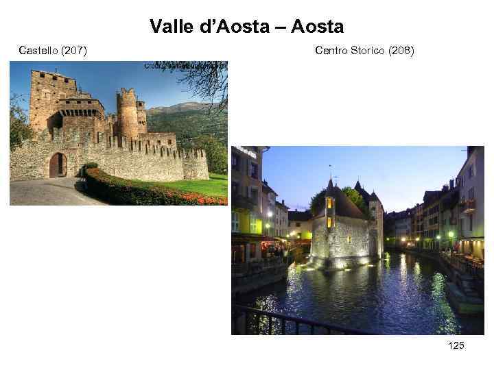 Valle d’Aosta – Aosta Castello (207) Centro Storico (208) 125 