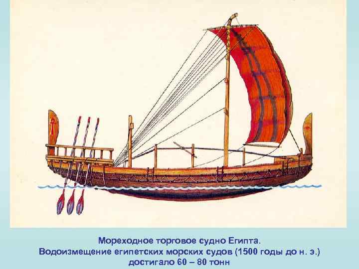 Мореходное торговое судно Египта. Водоизмещение египетских морских судов (1500 годы до н. э. )