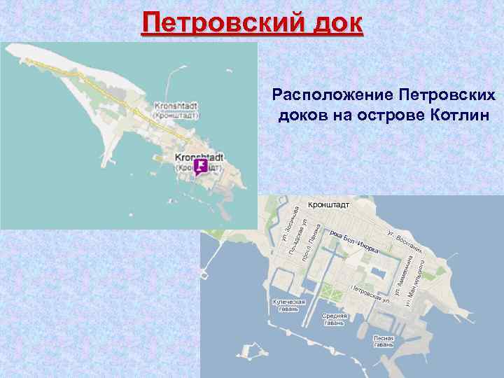 Петровский док Расположение Петровских доков на острове Котлин 