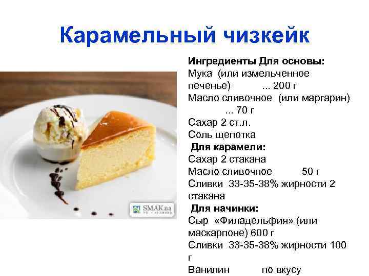 Десерты технологическая карта