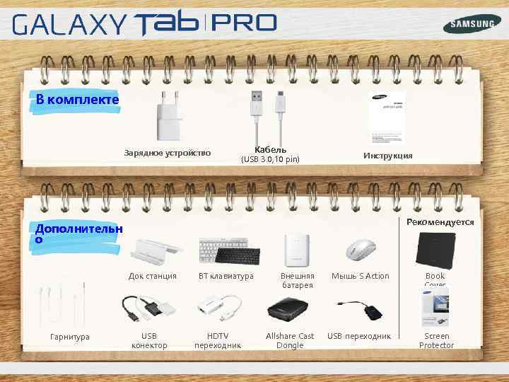В комплекте Зарядное устройство Кабель (USB 3. 0, 10 pin) Инструкция Рекомендуется Дополнительн о