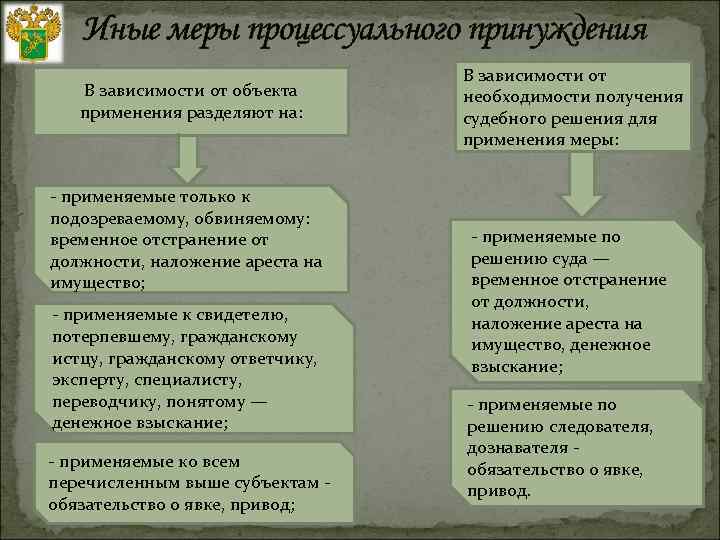 Меры процессуального принуждения цели