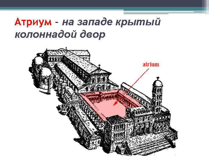Атриум - на западе крытый колоннадой двор 