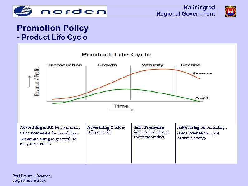 Kaliningrad Regional Government Promotion Policy - Product Life Cycle Advertising & PR for awareness.
