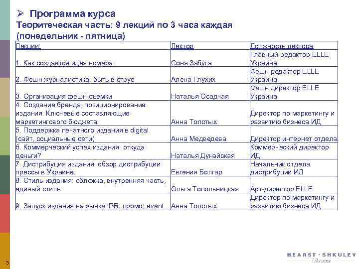 Ø Программа курса Теоритеческая часть: 9 лекций по 3 часа каждая (понедельник - пятница)