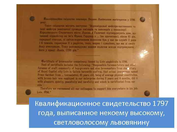 Квалификационное свидетельство 1797 года, выписанное некоему высокому, светловолосому львовянину 