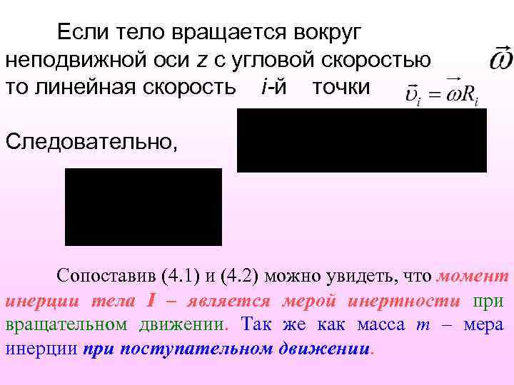 Если тело вращается вокруг неподвижной оси z с угловой скоростью то линейная скорость i-й