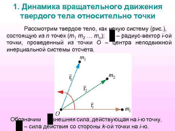 1. Динамика вращательного движения твердого тела относительно точки Рассмотрим твердое тело, как некую систему